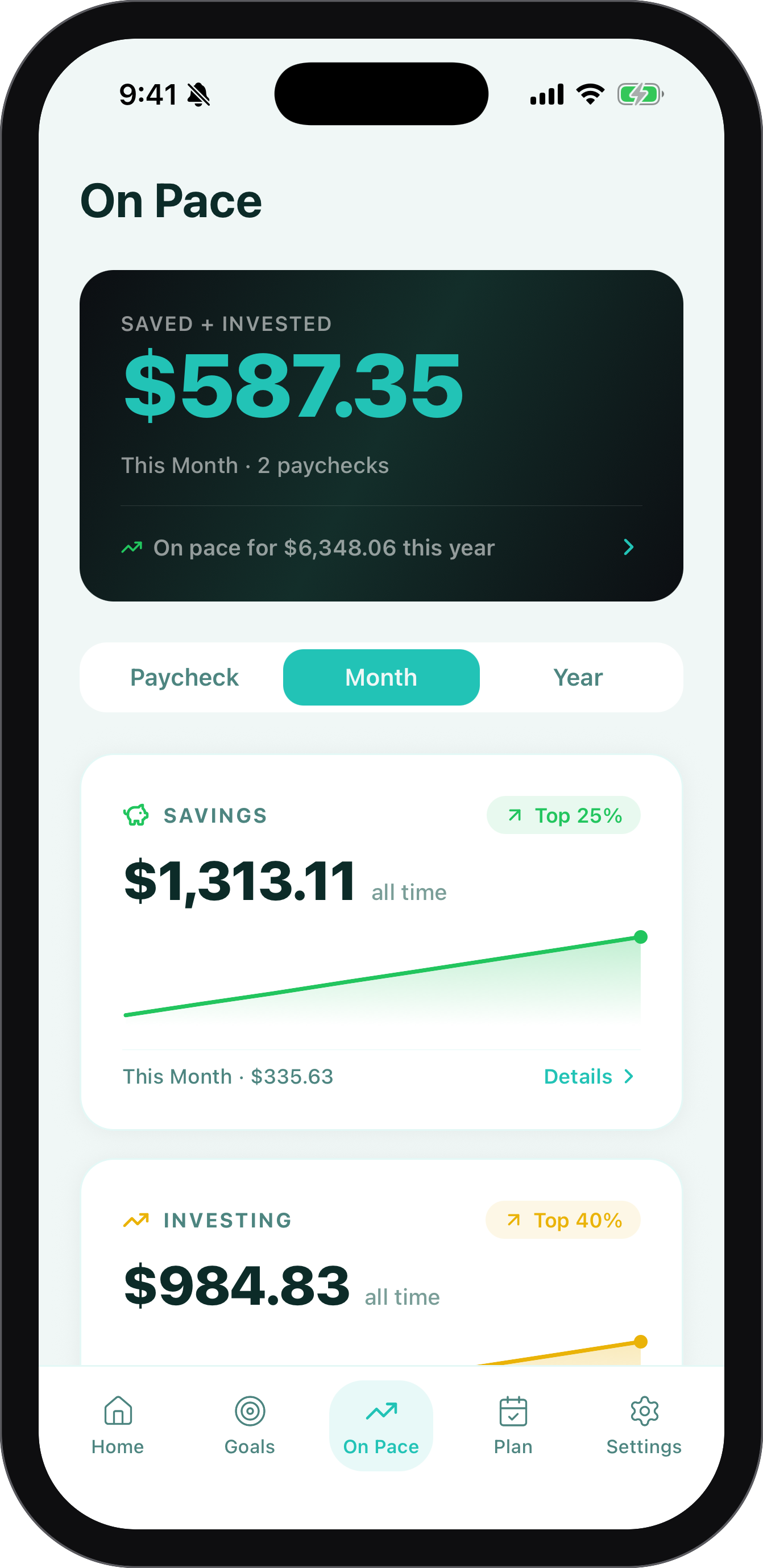 Savings and investing projections