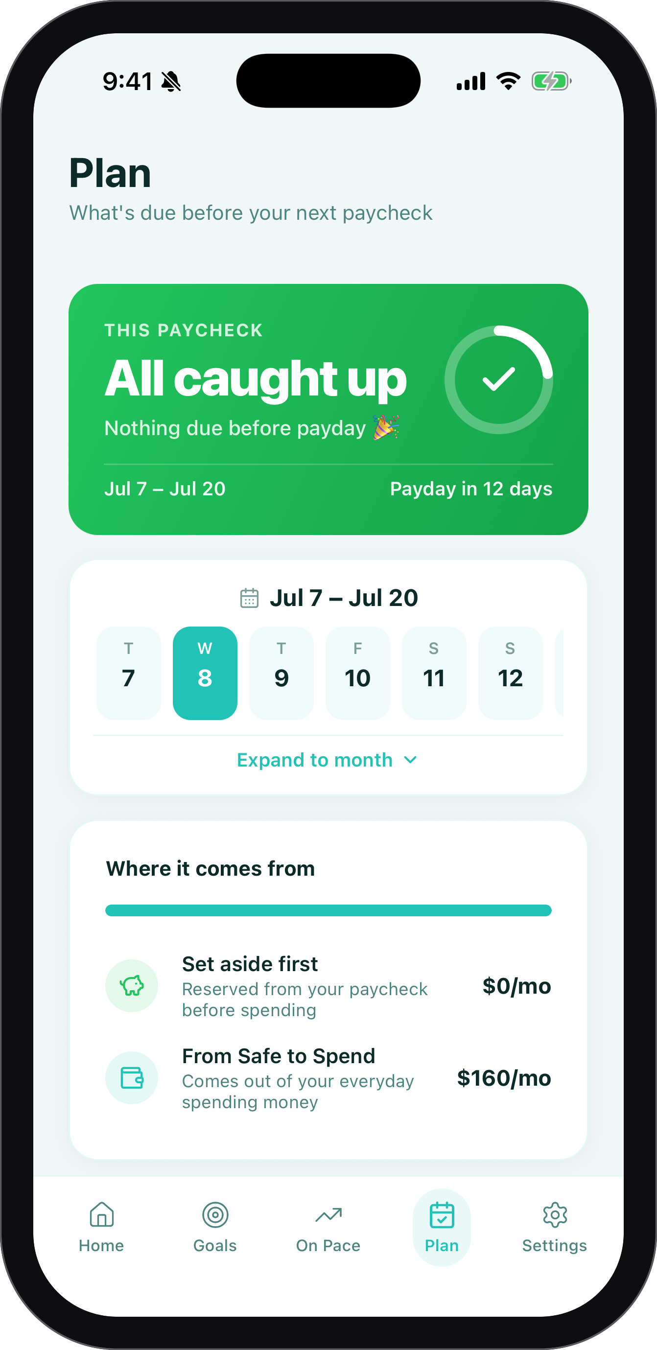 Bills and the Plan tab